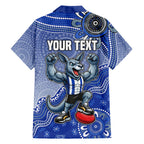Personalized Kangaroos Football Mascot Family Matching Puletasi and Hawaiian Shirt Aboriginal Dot Art Style Vibrant Indigenous Pattern Design