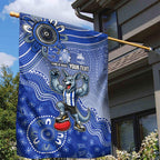 Personalized Kangaroos Football Mascot Garden Flag Aboriginal Dot Art Style Vibrant Indigenous Pattern Design