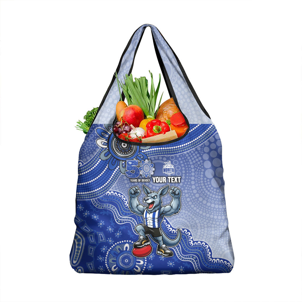 Personalized Kangaroos Football Mascot Grocery Bag Aboriginal Dot Art Style Vibrant Indigenous Pattern Design