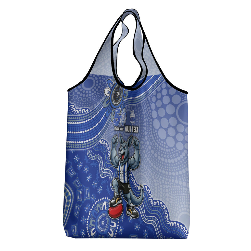 Personalized Kangaroos Football Mascot Grocery Bag Aboriginal Dot Art Style Vibrant Indigenous Pattern Design