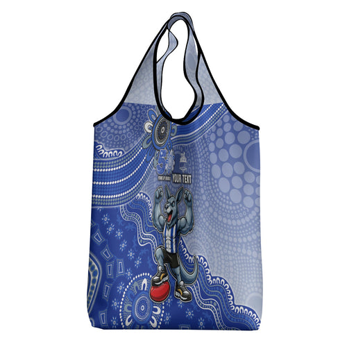 Personalized Kangaroos Football Mascot Grocery Bag Aboriginal Dot Art Style Vibrant Indigenous Pattern Design