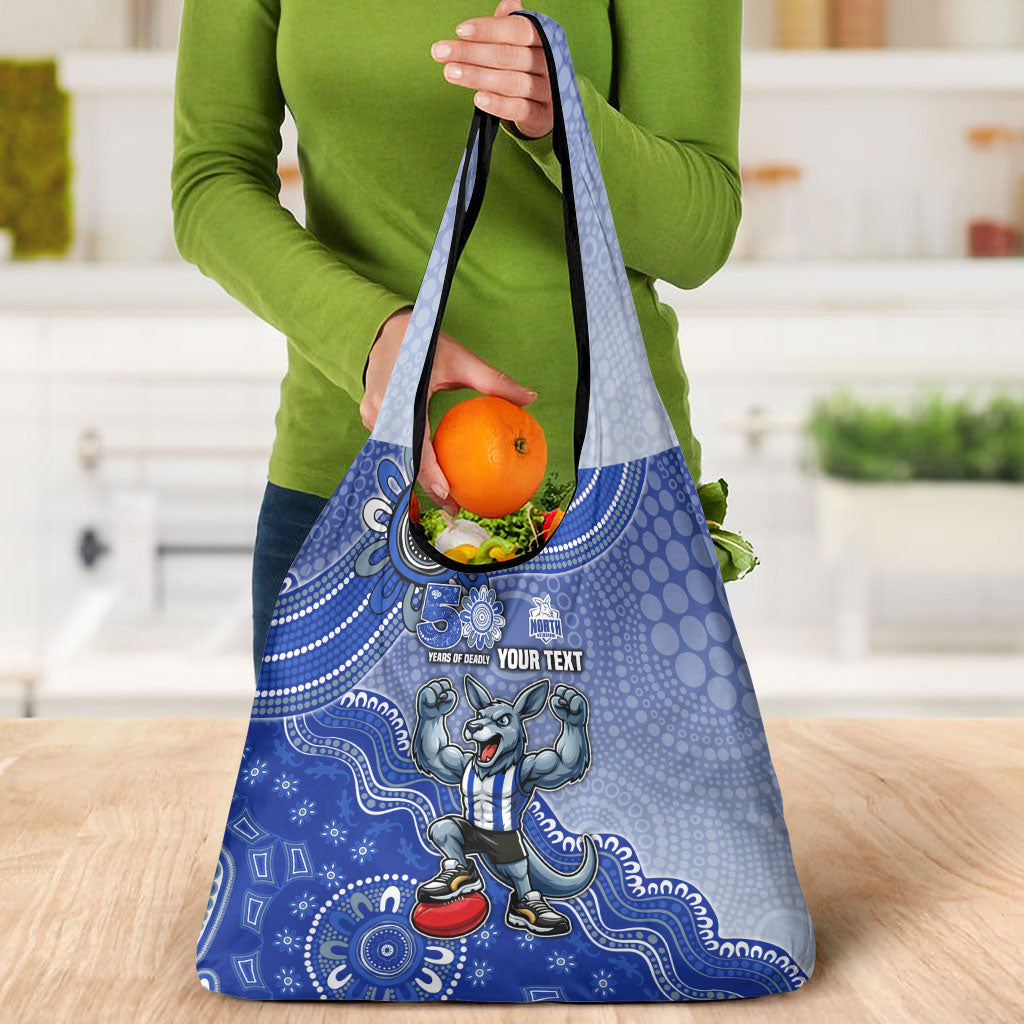 Personalized Kangaroos Football Mascot Grocery Bag Aboriginal Dot Art Style Vibrant Indigenous Pattern Design