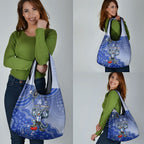 Personalized Kangaroos Football Mascot Grocery Bag Aboriginal Dot Art Style Vibrant Indigenous Pattern Design