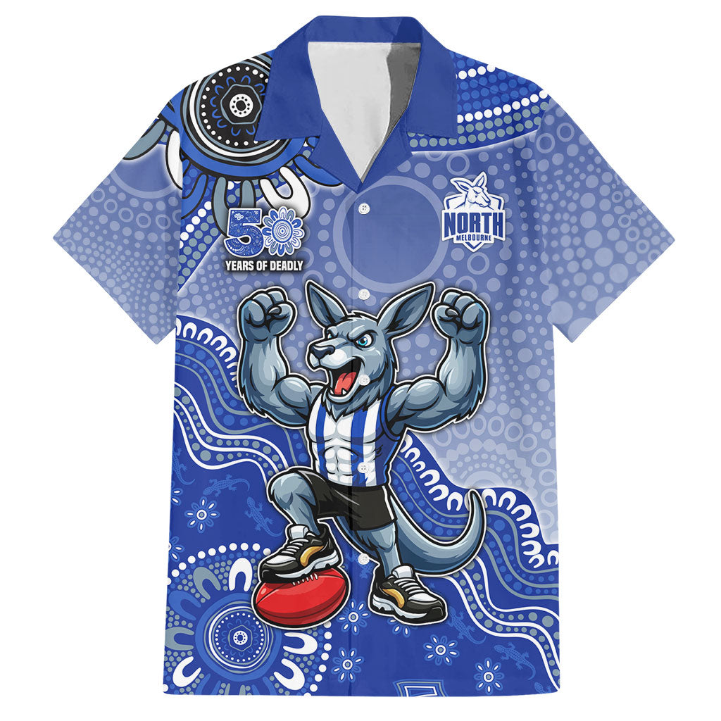 Personalized Kangaroos Football Mascot Hawaiian Shirt Aboriginal Dot Art Style Vibrant Indigenous Pattern Design