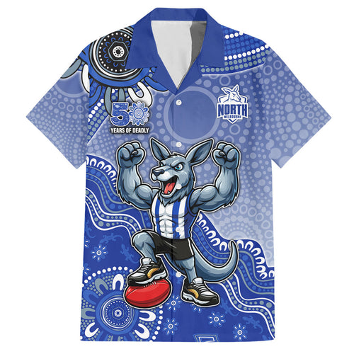 Personalized Kangaroos Football Mascot Hawaiian Shirt Aboriginal Dot Art Style Vibrant Indigenous Pattern Design
