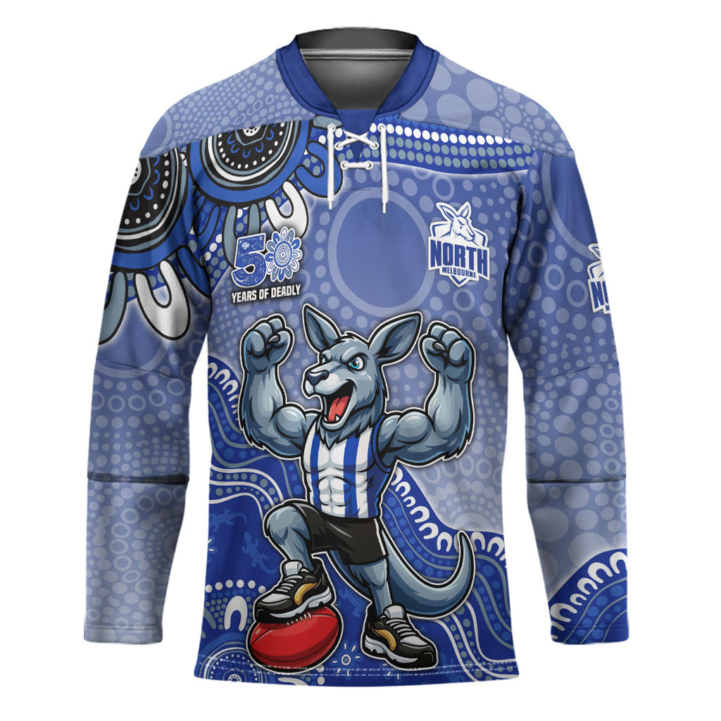 Personalized Kangaroos Football Mascot Hockey Jersey Aboriginal Dot Art Style Vibrant Indigenous Pattern Design