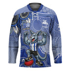 Personalized Kangaroos Football Mascot Hockey Jersey Aboriginal Dot Art Style Vibrant Indigenous Pattern Design