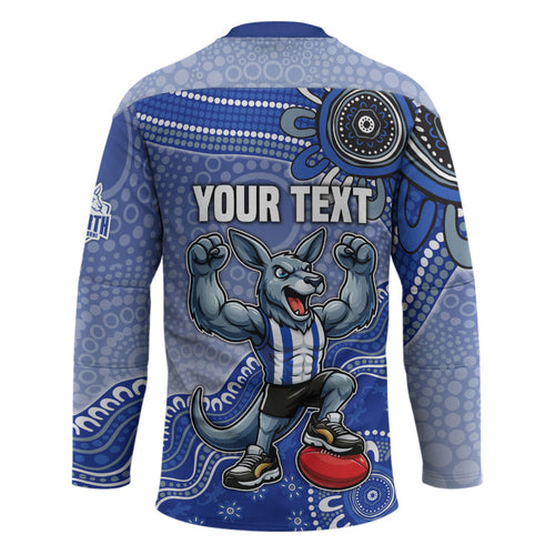 Personalized Kangaroos Football Mascot Hockey Jersey Aboriginal Dot Art Style Vibrant Indigenous Pattern Design