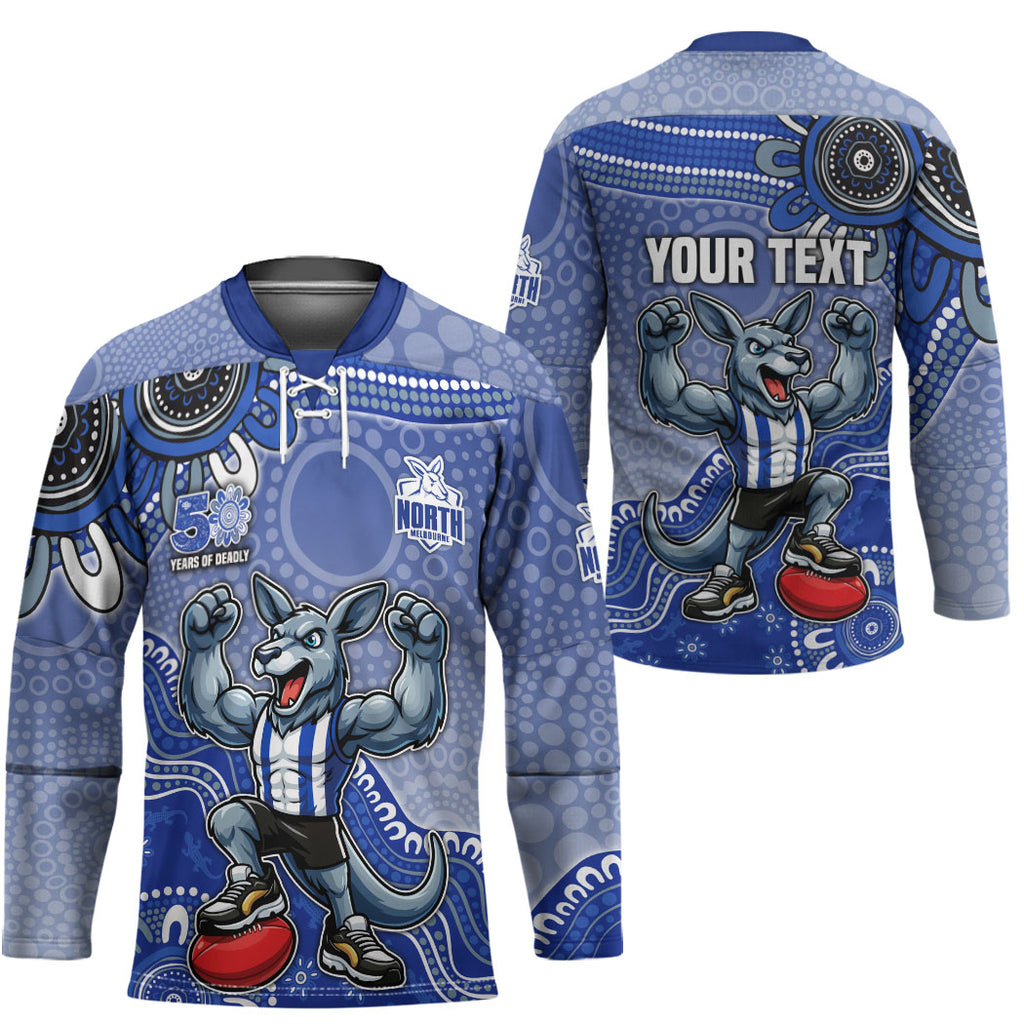 Personalized Kangaroos Football Mascot Hockey Jersey Aboriginal Dot Art Style Vibrant Indigenous Pattern Design