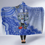 Personalized Kangaroos Football Mascot Hooded Blanket Aboriginal Dot Art Style Vibrant Indigenous Pattern Design