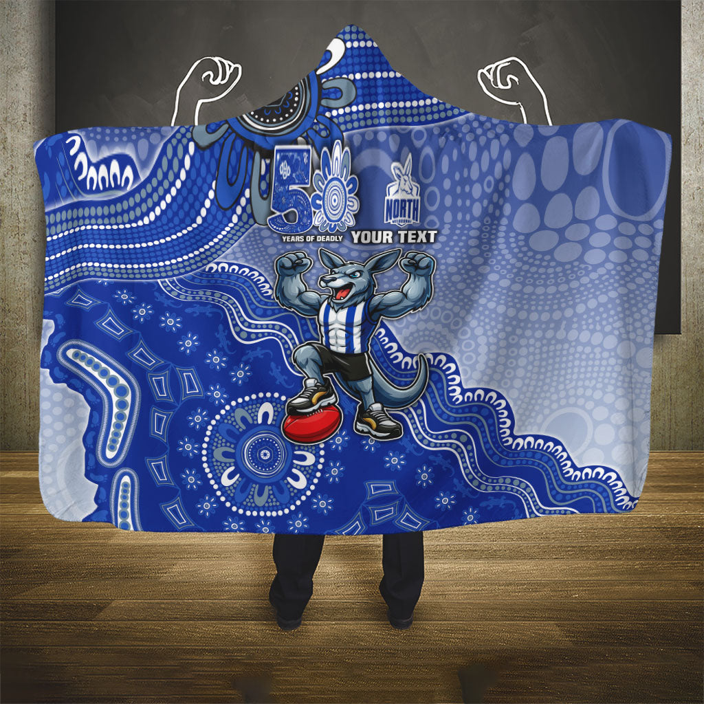 Personalized Kangaroos Football Mascot Hooded Blanket Aboriginal Dot Art Style Vibrant Indigenous Pattern Design
