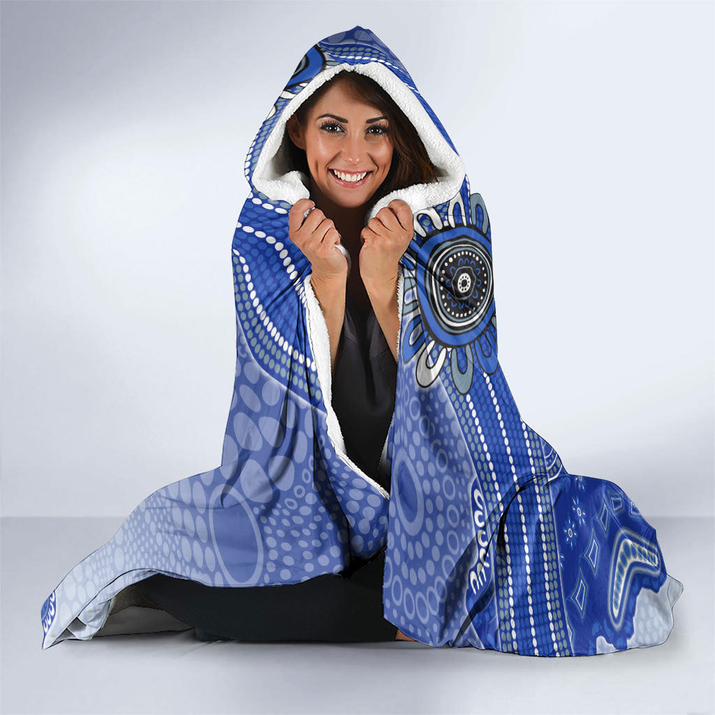 Personalized Kangaroos Football Mascot Hooded Blanket Aboriginal Dot Art Style Vibrant Indigenous Pattern Design
