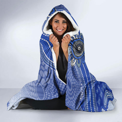 Personalized Kangaroos Football Mascot Hooded Blanket Aboriginal Dot Art Style Vibrant Indigenous Pattern Design