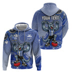 Personalized Kangaroos Football Mascot Hoodie Aboriginal Dot Art Style Vibrant Indigenous Pattern Design