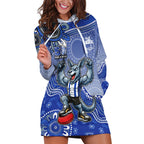 Personalized Kangaroos Football Mascot Hoodie Dress Aboriginal Dot Art Style Vibrant Indigenous Pattern Design