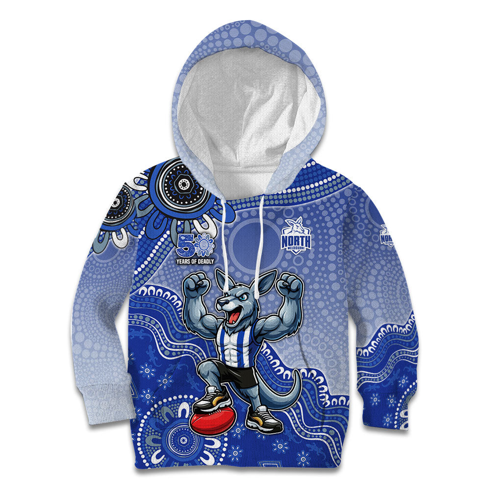Personalized Kangaroos Football Mascot Kid Hoodie Aboriginal Dot Art Style Vibrant Indigenous Pattern Design