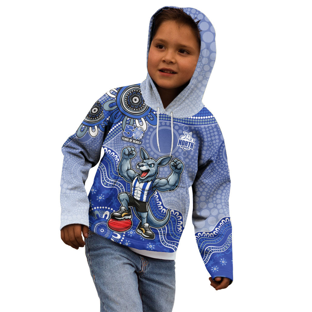 Personalized Kangaroos Football Mascot Kid Hoodie Aboriginal Dot Art Style Vibrant Indigenous Pattern Design