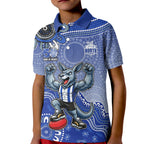 Personalized Kangaroos Football Mascot Kid Polo Shirt Aboriginal Dot Art Style Vibrant Indigenous Pattern Design