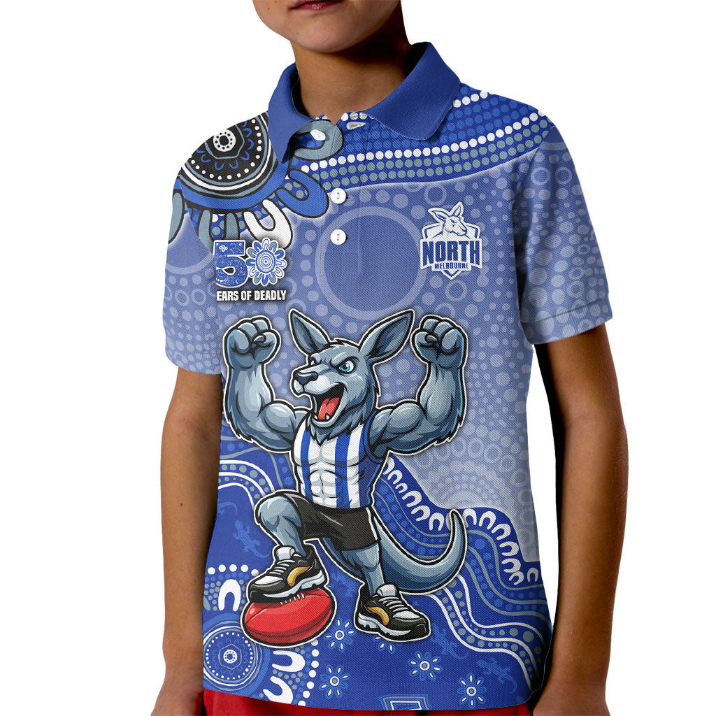 Personalized Kangaroos Football Mascot Kid Polo Shirt Aboriginal Dot Art Style Vibrant Indigenous Pattern Design