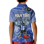 Personalized Kangaroos Football Mascot Kid Polo Shirt Aboriginal Dot Art Style Vibrant Indigenous Pattern Design