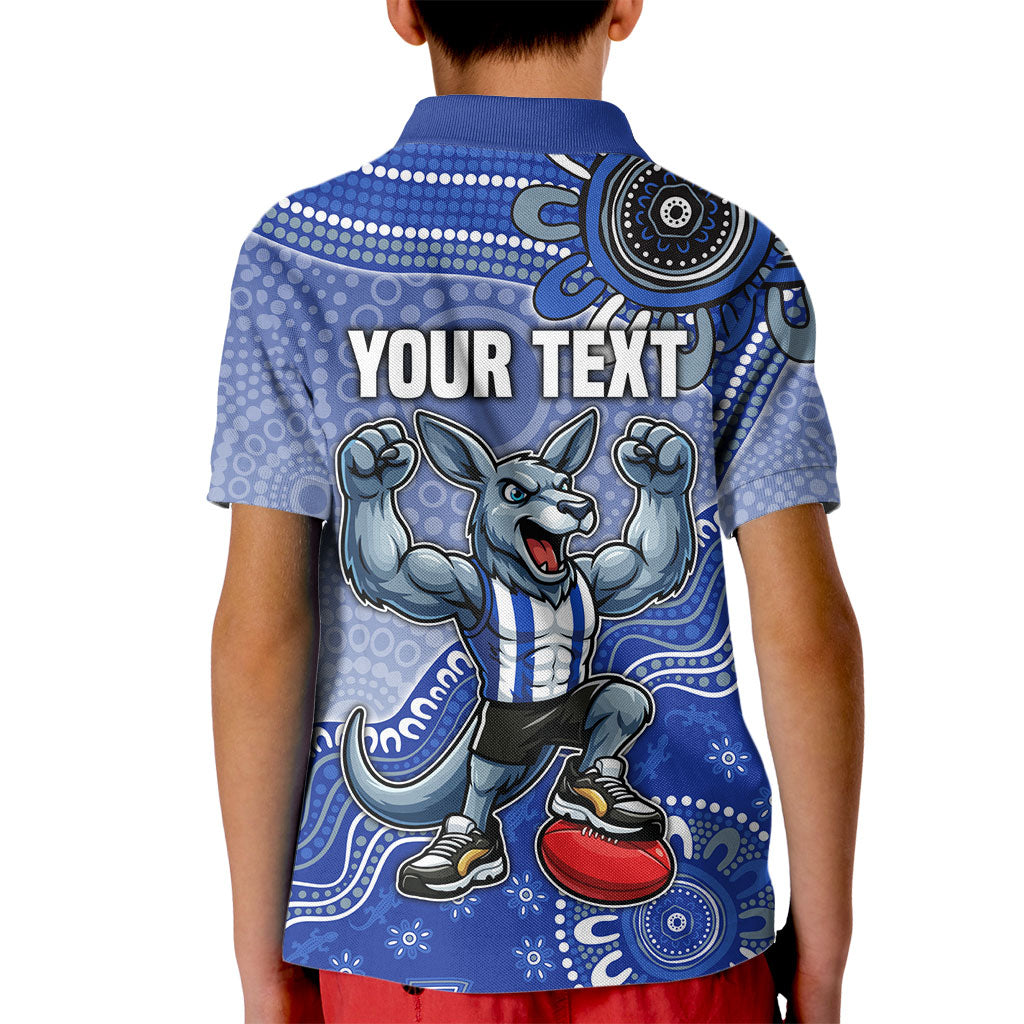 Personalized Kangaroos Football Mascot Kid Polo Shirt Aboriginal Dot Art Style Vibrant Indigenous Pattern Design
