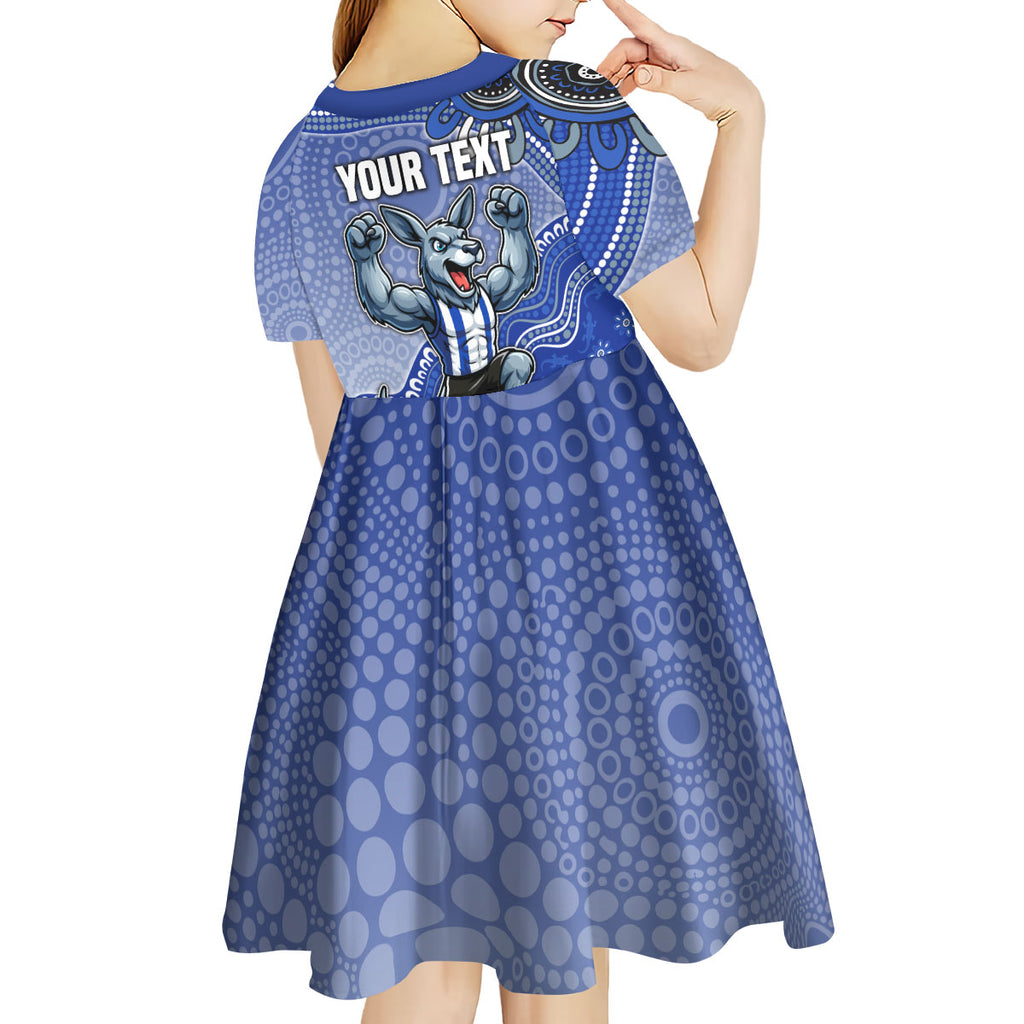 Personalized Kangaroos Football Mascot Kid Short Sleeve Dress Aboriginal Dot Art Style Vibrant Indigenous Pattern Design