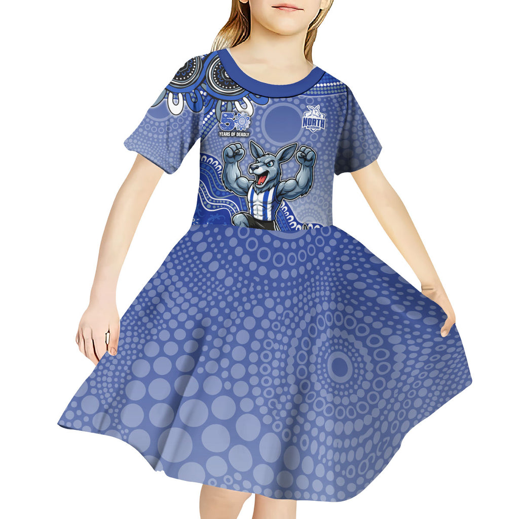 Personalized Kangaroos Football Mascot Kid Short Sleeve Dress Aboriginal Dot Art Style Vibrant Indigenous Pattern Design