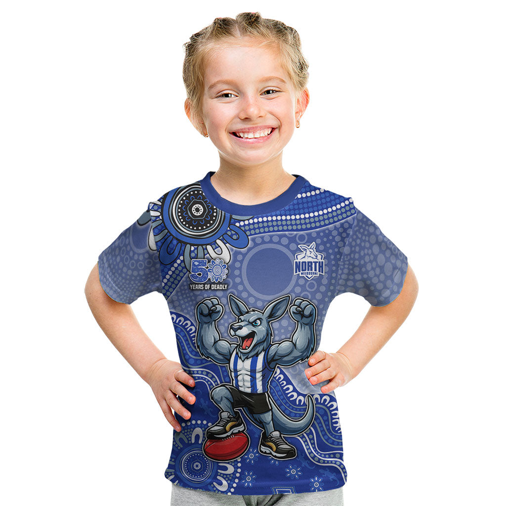 Personalized Kangaroos Football Mascot Kid T Shirt Aboriginal Dot Art Style Vibrant Indigenous Pattern Design