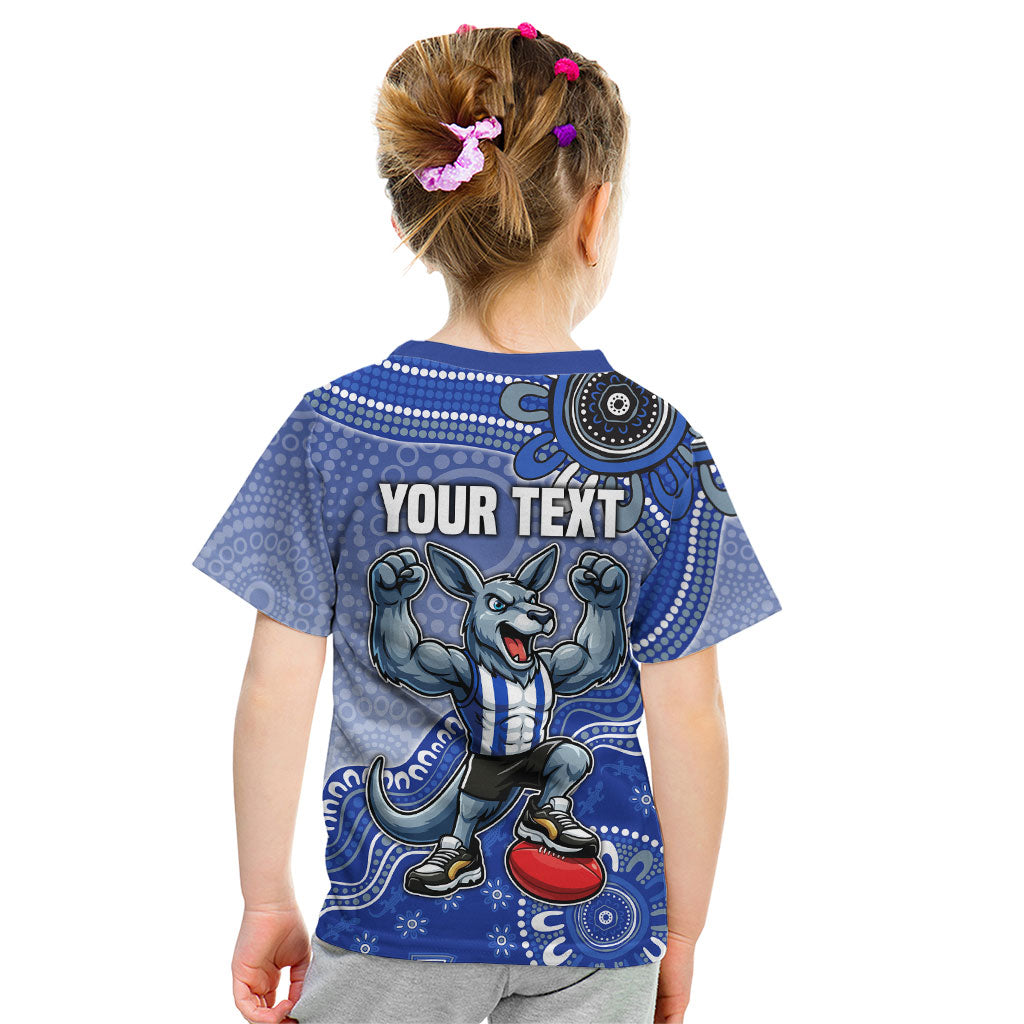 Personalized Kangaroos Football Mascot Kid T Shirt Aboriginal Dot Art Style Vibrant Indigenous Pattern Design