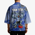 Personalized Kangaroos Football Mascot Kimono Aboriginal Dot Art Style Vibrant Indigenous Pattern Design