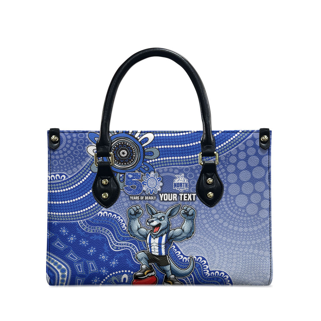Personalized Kangaroos Football Mascot Leather Bag Aboriginal Dot Art Style Vibrant Indigenous Pattern Design