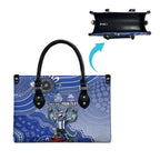 Personalized Kangaroos Football Mascot Leather Bag Aboriginal Dot Art Style Vibrant Indigenous Pattern Design