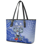 Personalized Kangaroos Football Mascot Leather Tote Bag Aboriginal Dot Art Style Vibrant Indigenous Pattern Design