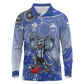 Personalized Kangaroos Football Mascot Long Sleeve Polo Shirt Aboriginal Dot Art Style Vibrant Indigenous Pattern Design