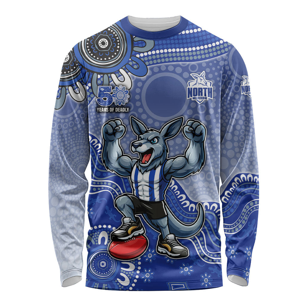 Personalized Kangaroos Football Mascot Long Sleeve Shirt Aboriginal Dot Art Style Vibrant Indigenous Pattern Design