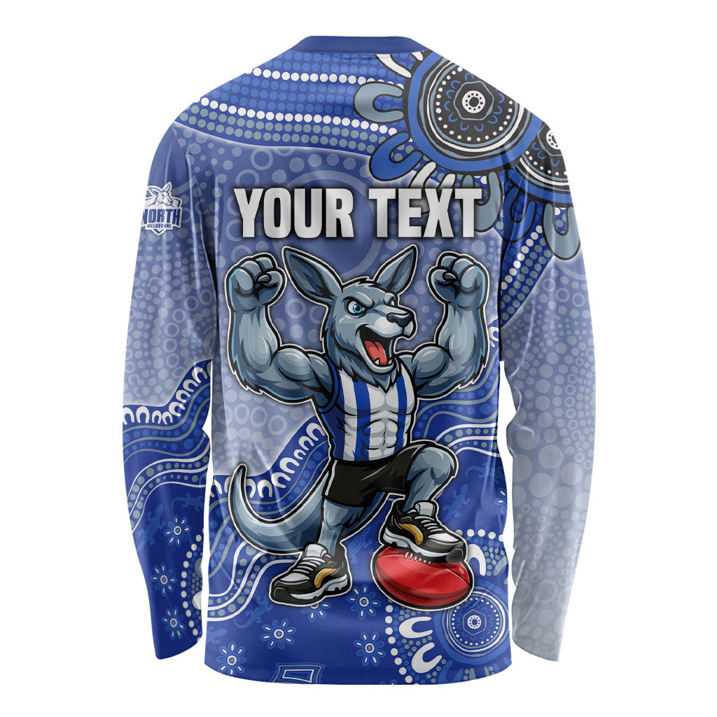 Personalized Kangaroos Football Mascot Long Sleeve Shirt Aboriginal Dot Art Style Vibrant Indigenous Pattern Design