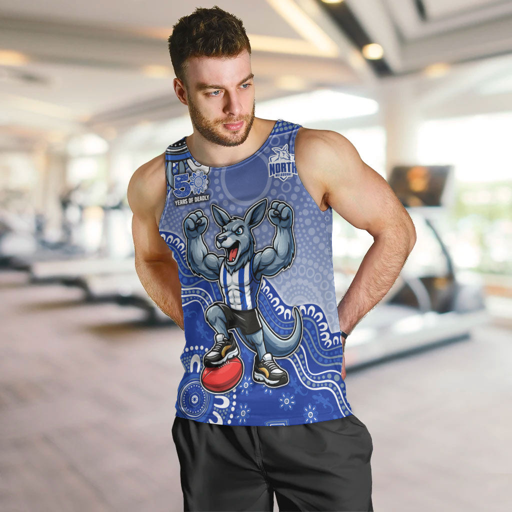 Personalized Kangaroos Football Mascot Men Tank Top Aboriginal Dot Art Style Vibrant Indigenous Pattern Design