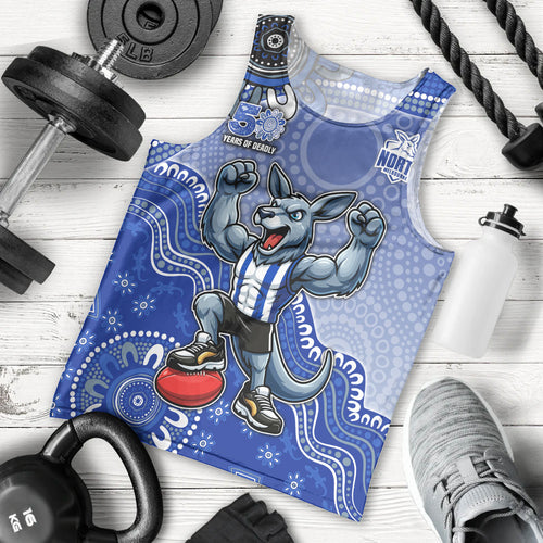 Personalized Kangaroos Football Mascot Men Tank Top Aboriginal Dot Art Style Vibrant Indigenous Pattern Design