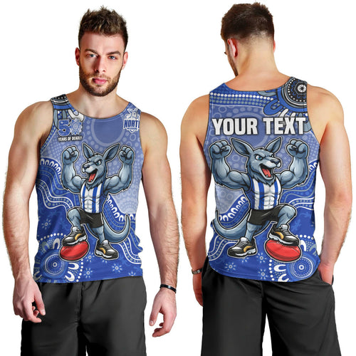 Personalized Kangaroos Football Mascot Men Tank Top Aboriginal Dot Art Style Vibrant Indigenous Pattern Design
