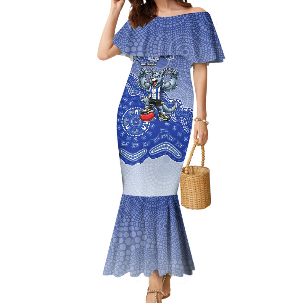 Personalized Kangaroos Football Mascot Mermaid Dress Aboriginal Dot Art Style Vibrant Indigenous Pattern Design