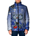 Personalized Kangaroos Football Mascot Padded Jacket Aboriginal Dot Art Style Vibrant Indigenous Pattern Design