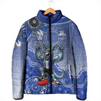 Personalized Kangaroos Football Mascot Padded Jacket Aboriginal Dot Art Style Vibrant Indigenous Pattern Design