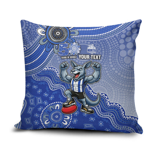 Personalized Kangaroos Football Mascot Pillow Cover Aboriginal Dot Art Style Vibrant Indigenous Pattern Design