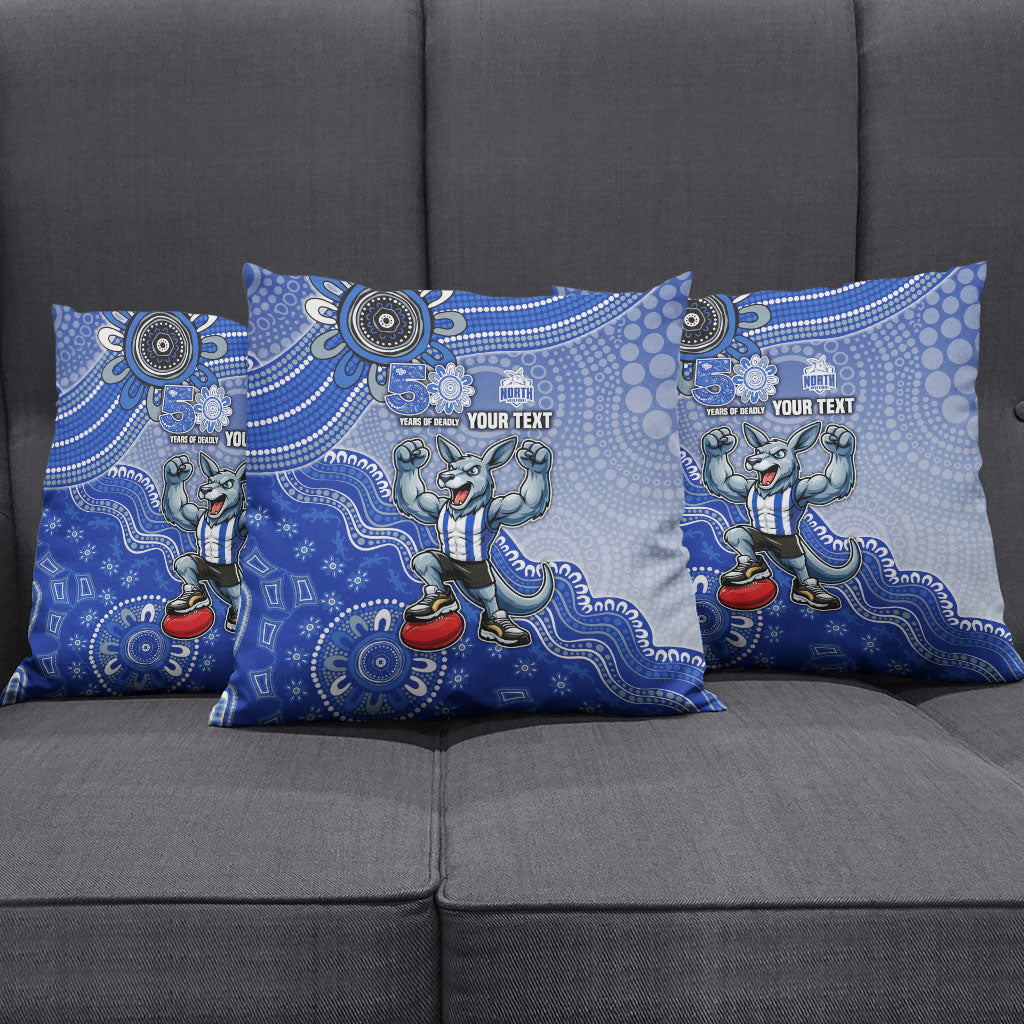 Personalized Kangaroos Football Mascot Pillow Cover Aboriginal Dot Art Style Vibrant Indigenous Pattern Design