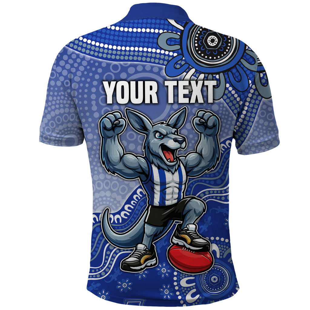 Personalized Kangaroos Football Mascot Polo Shirt Aboriginal Dot Art Style Vibrant Indigenous Pattern Design