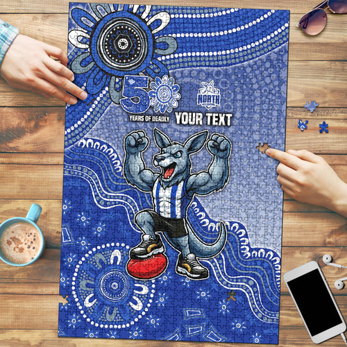 Personalized Kangaroos Football Mascot Puzzle Aboriginal Dot Art Style Vibrant Indigenous Pattern Design