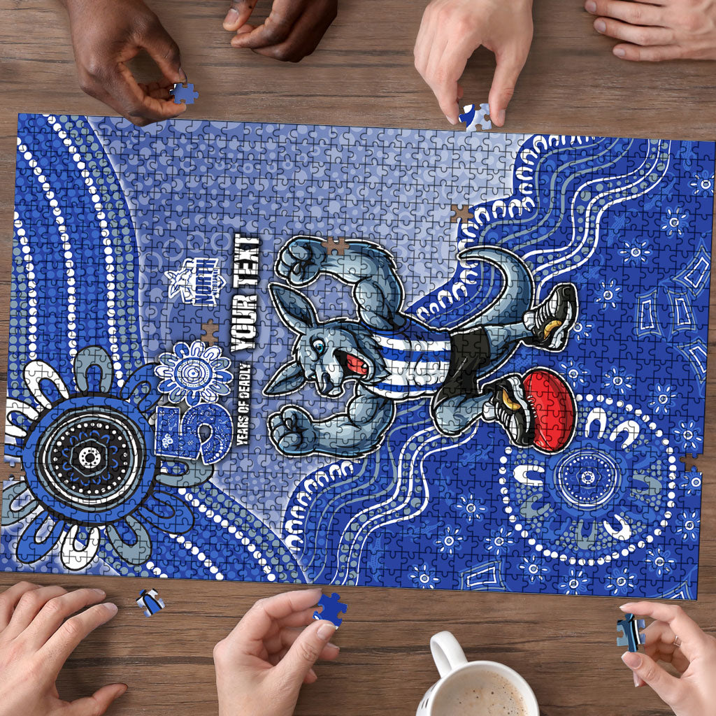 Personalized Kangaroos Football Mascot Puzzle Aboriginal Dot Art Style Vibrant Indigenous Pattern Design