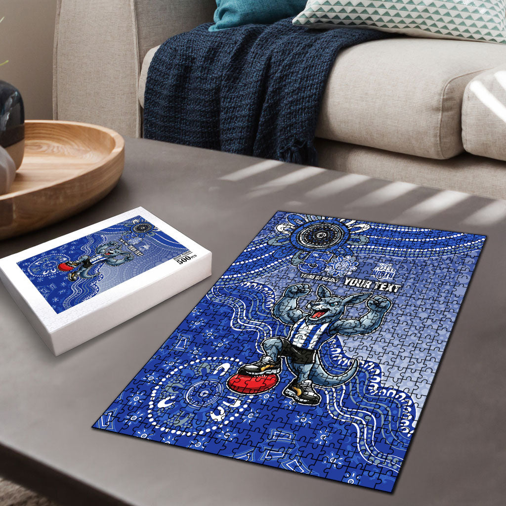 Personalized Kangaroos Football Mascot Puzzle Aboriginal Dot Art Style Vibrant Indigenous Pattern Design