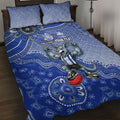 Personalized Kangaroos Football Mascot Quilt Bed Set Aboriginal Dot Art Style Vibrant Indigenous Pattern Design