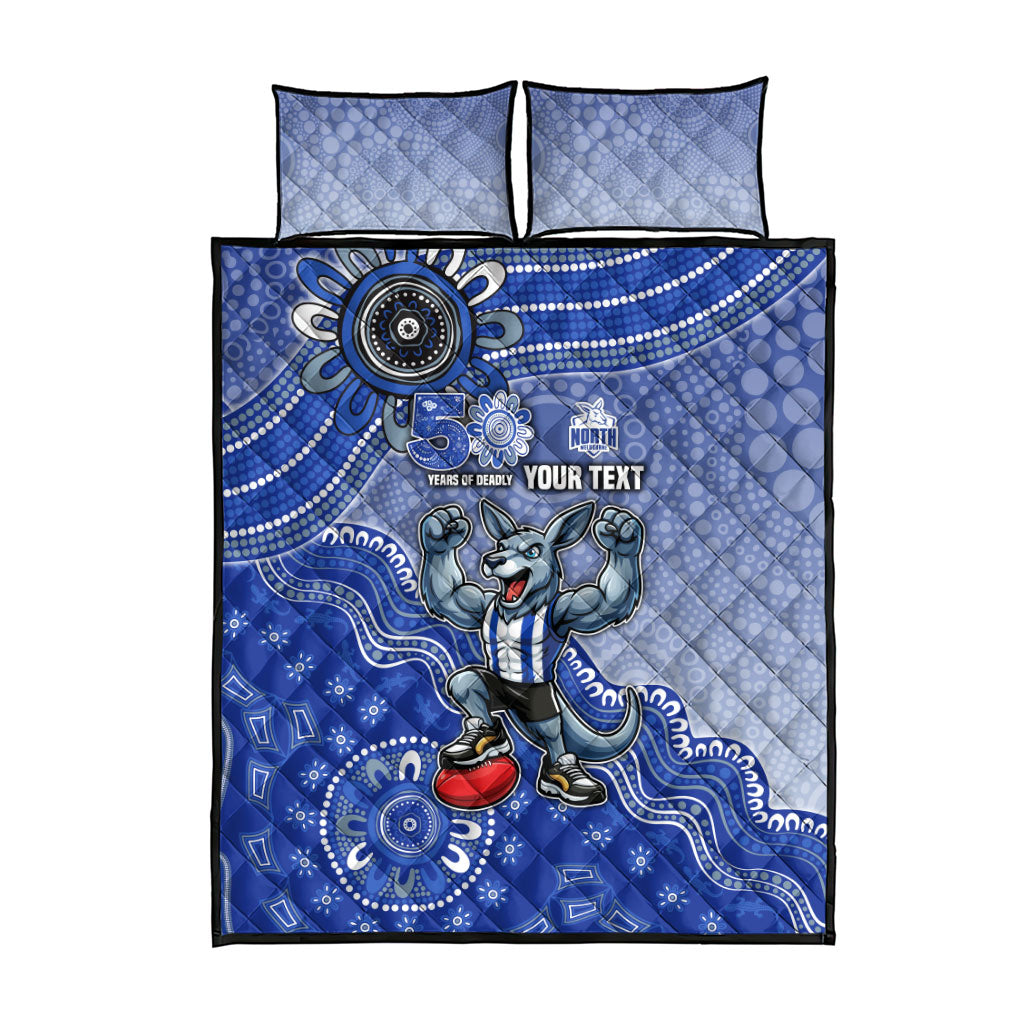 Personalized Kangaroos Football Mascot Quilt Bed Set Aboriginal Dot Art Style Vibrant Indigenous Pattern Design
